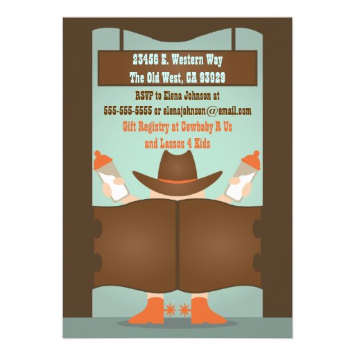 Western Saloon Baby Shower Personalized Invites