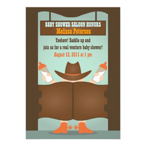 Western Saloon Baby Shower Personalized Invites