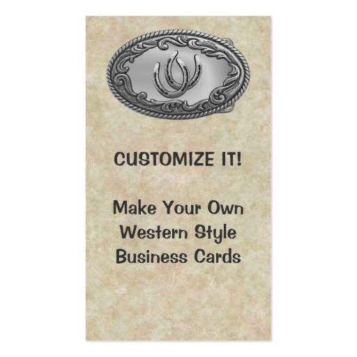 Western Silver Buckle Business Cards (front side)