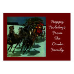 WESTERN STAGECOACH W/ CHRISTMAS TREE GIFT TAG CARD