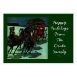 WESTERN STAGECOACH W/ CHRISTMAS TREE GIFT TAG CARD