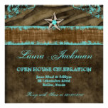 Western Star Photo Card Blue Brown Zebra Suede 2 Custom Invitation