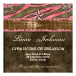 Western Star Photo Card Coral Grad Zebra Suede Invitation