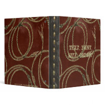 Western Style Rope Tool Leather Print Look 3 Ring Binders