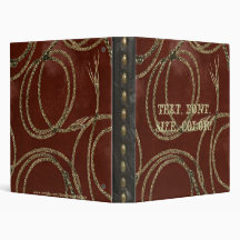 Western Style Rope Tool Leather Print Look 3 Ring Binders