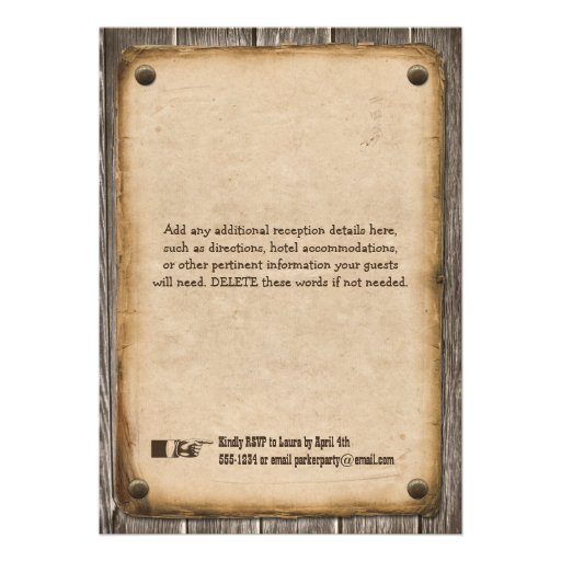 Western Style Wedding Reception Invite