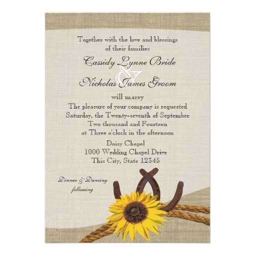 Western Sunflower and Horseshoes Invites