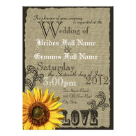 Western Sunflower Rustic Country Wedding Custom Invitations