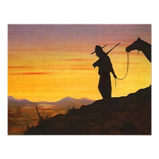 WESTERN SUNSET SILHOUETTE RETIREMENT PARTY INVITE