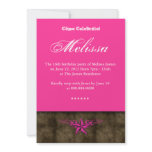 Western Sweet 16 Invitation Pink Star Brown