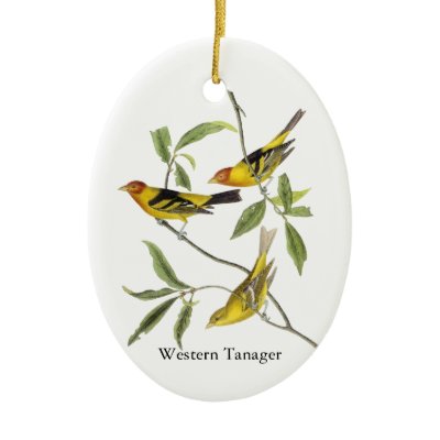 Western Tanager - John James Audubon Christmas Ornaments