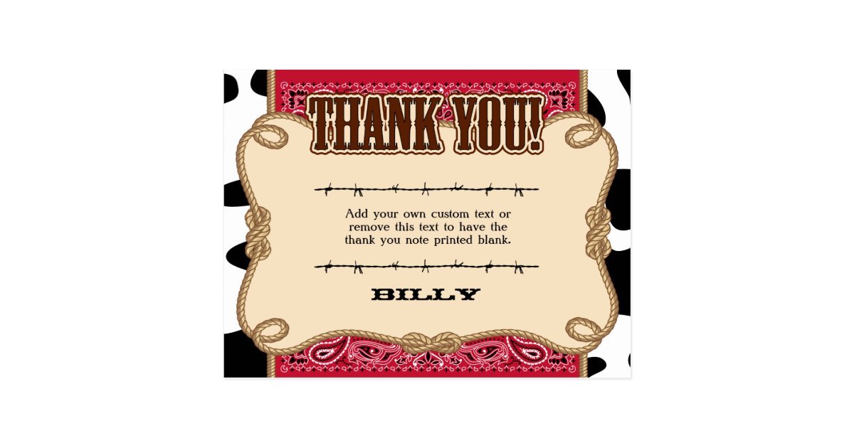 Western Thank You Cards | Zazzle
