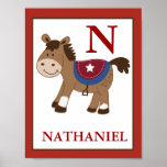 Western Theme Horse Nursery Print posters
