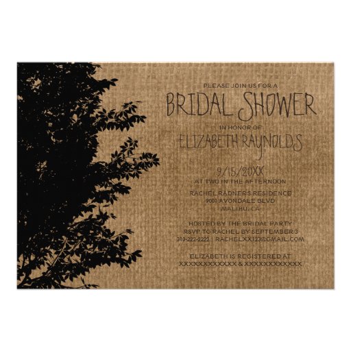 Western Tree Branches Bridal Shower Invitations