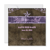 Western Vintage Save the Date Card Purple Star Announcements