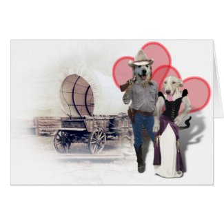 Western Wearin' Dog Couple w/Wagon card