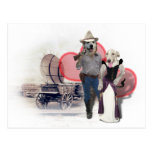 Western Wearin' Dog Couple w/Wagon Post Card