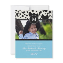 Western Wishes Monogram Christmas Card Custom Announcement