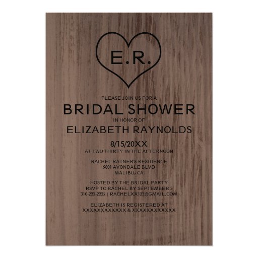 Western Wood Grain Bridal Shower Invitations