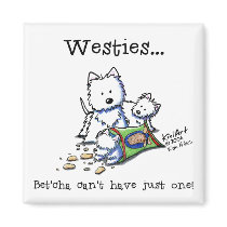 Westie Addict Square White Magnet magnets