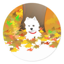 Westie - Autumn Leaves - Sticker