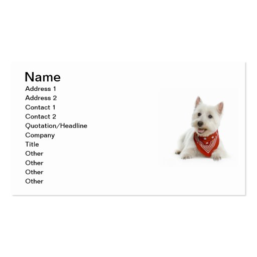 Westie Business Card (front side)