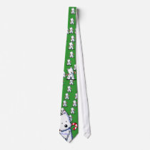 Westie Candy Cane Army Green Neck Tie ties