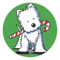 Westie Candy Cane Cutie Stickers stickers