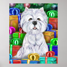 Westie Christmas Open Gifts Poster