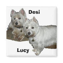 Westie Desi and Lucy magnets by amwesley Westie Desi and Lucy magnets