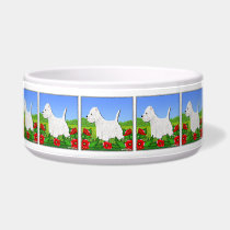 Westie Dog Bowl with West Highland White Terriers pet bowls