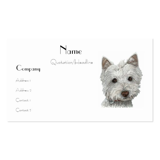 Westie Dog Business Card (front side)