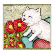 Westie Dog With Flowers posters by jamiecreates1 Westie Dog With Flowers posters