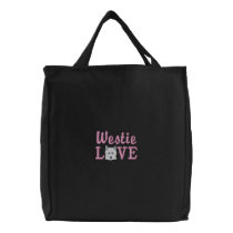 Westie Love embroidered bags
