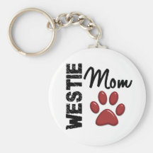 Westie Mom Paw Print 2 Keychain