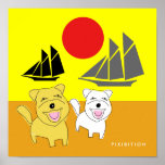 Westie On The Beach Poster