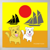 Westie On The Beach Poster