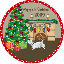 Westie Puppy's First Christmas Ornament 2009 photo sculptures by freespiritdesigns Westie Puppy's First Christmas Ornament 2009 photo sculptures