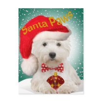 Westie Santa Paws Postcards