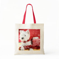 Westie Snowflake Holiday Design Tote Bag