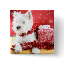 Westie Snowflake Holiday Design Button
