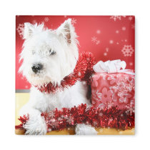 Westie Snowflake Holiday Design Magnet