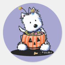 Westie Trick For Treat Round Sticker