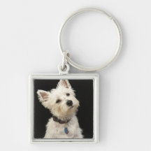Westie (West Highland terrier) with collar Key Chain