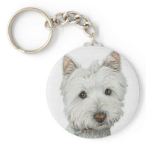 Westie with texture effect keychains