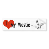 Westies Love,  black and white drawing Bumper Stickers