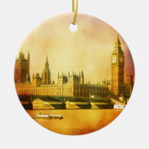 Westminster Palace and Bridge with Big Ben Ornaments