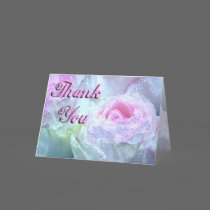 Wet Pastel Pink Roses, Thank You cards