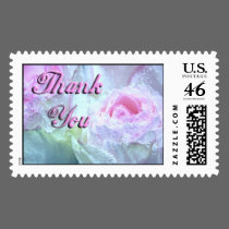 Wet Pastel Pink Roses, Thank You postage