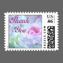 Wet Pastel Pink Roses, Thank You postage